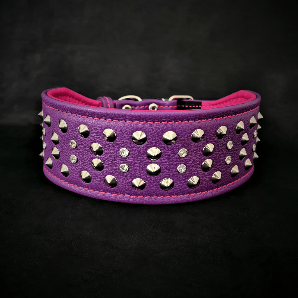 "Crystal" 2.8 inch wide soft leather collar-0