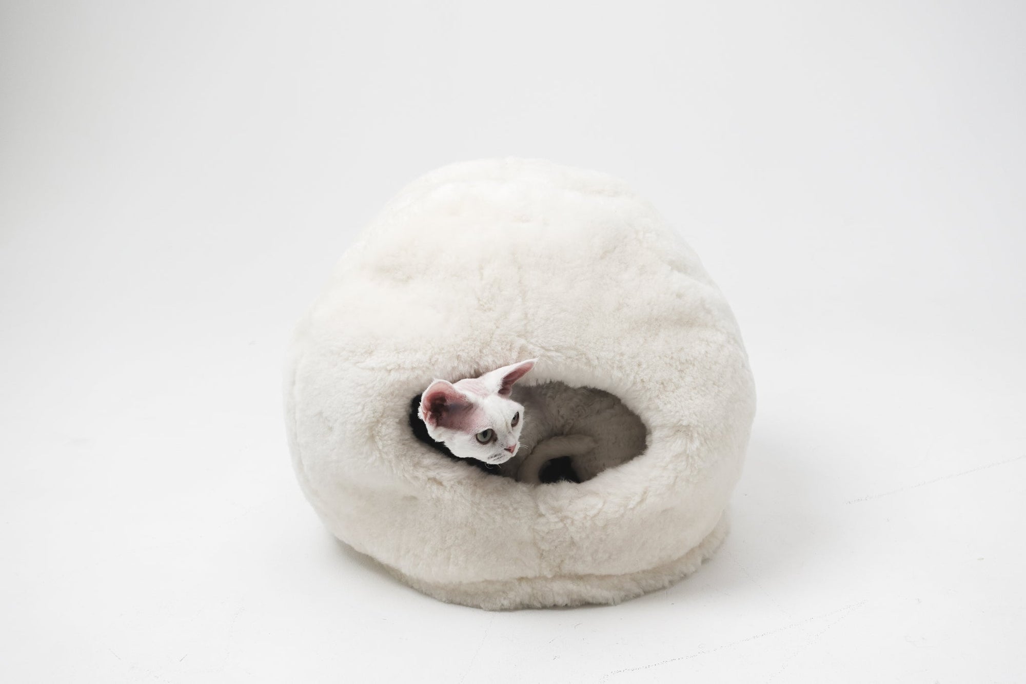 Nest Natural Sheepskin Pet Bed - White-2