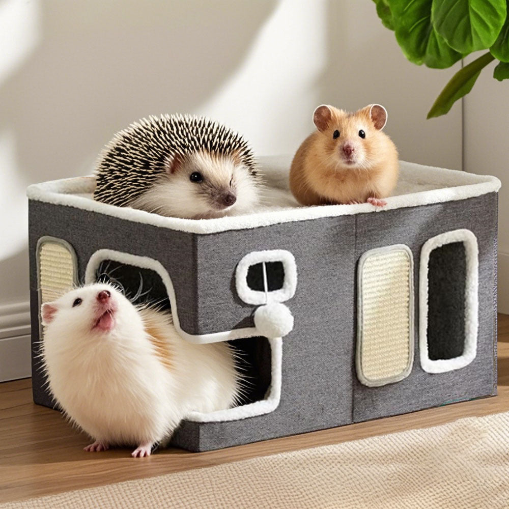 Multi-Level Hideaway Bed for Small Pets-4