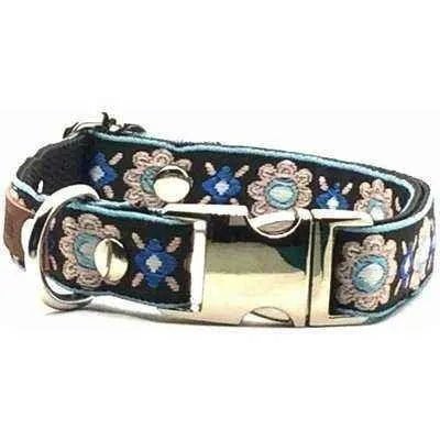 Elegant Cotton Dog Collar with Personalised Engraved Charm by Lollipollipocket-1