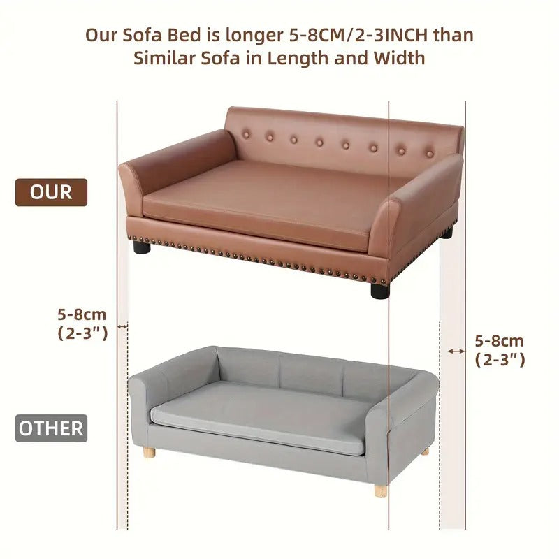 Leather Large Dog Sofa Lounge with Cushion-1