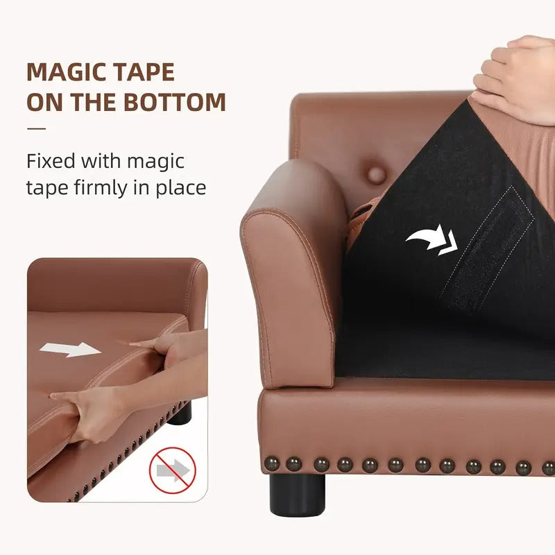 Leather Large Dog Sofa Lounge with Cushion-3