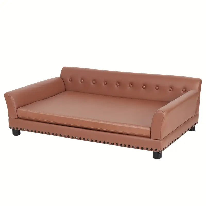 Leather Large Dog Sofa Lounge with Cushion-0